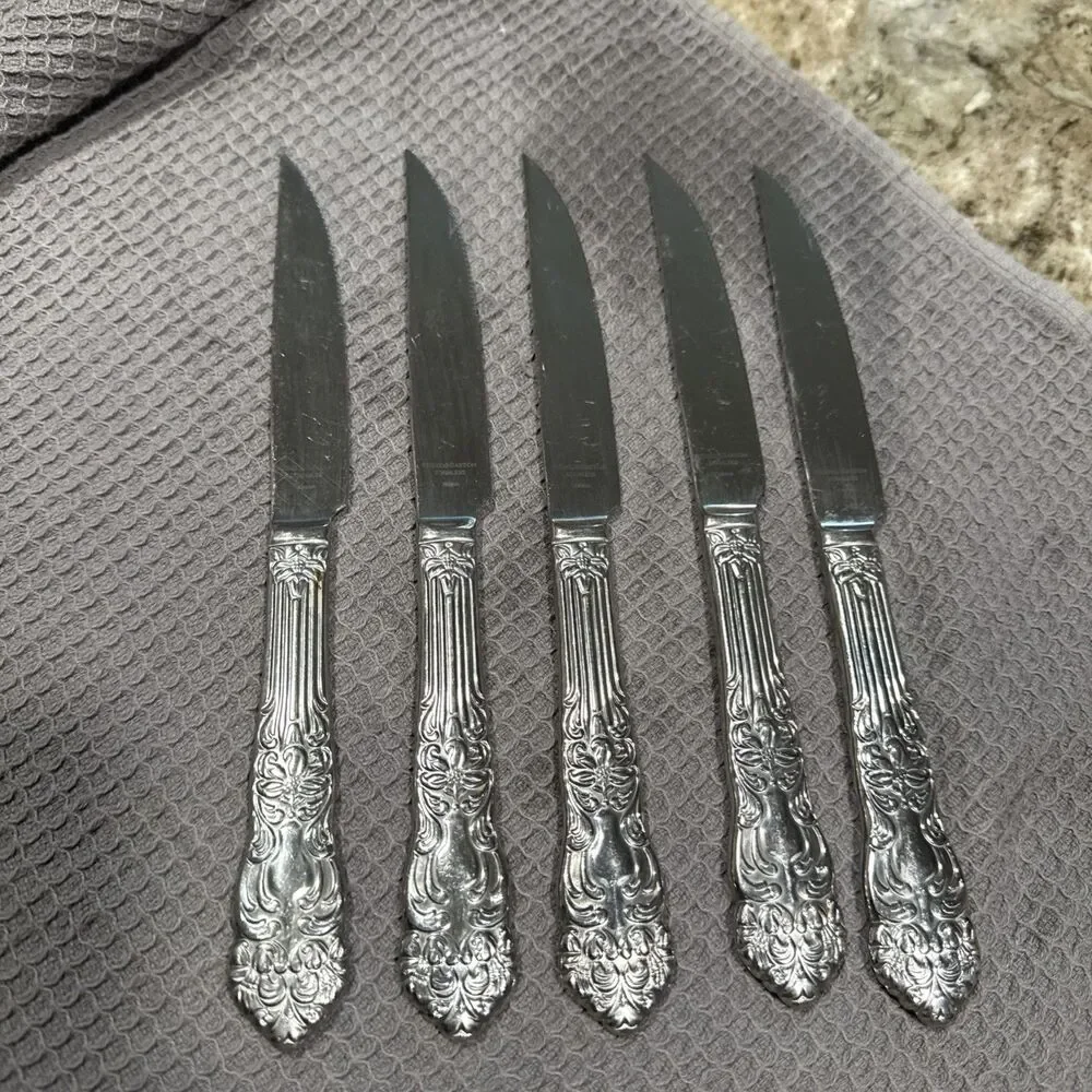 Reed & Barton Renaissance stainless steel steak knives X5